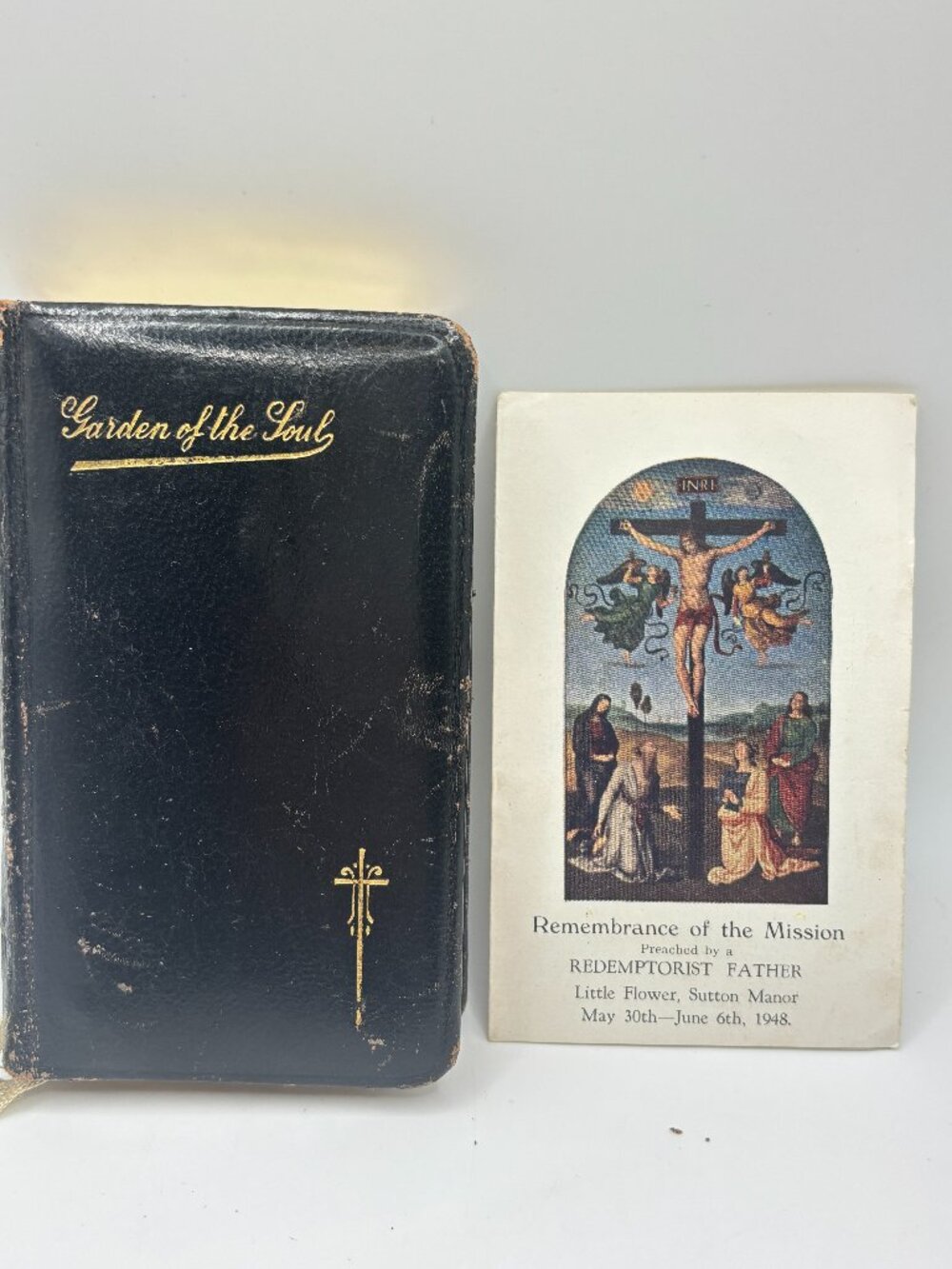 VTG 40's Garden of the Soul Manual of Devotions Black Leather Gilded Faith RARE
